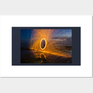 Steel Wool Spinning at London Bridge, Portsea, Victoria, Australia. Posters and Art